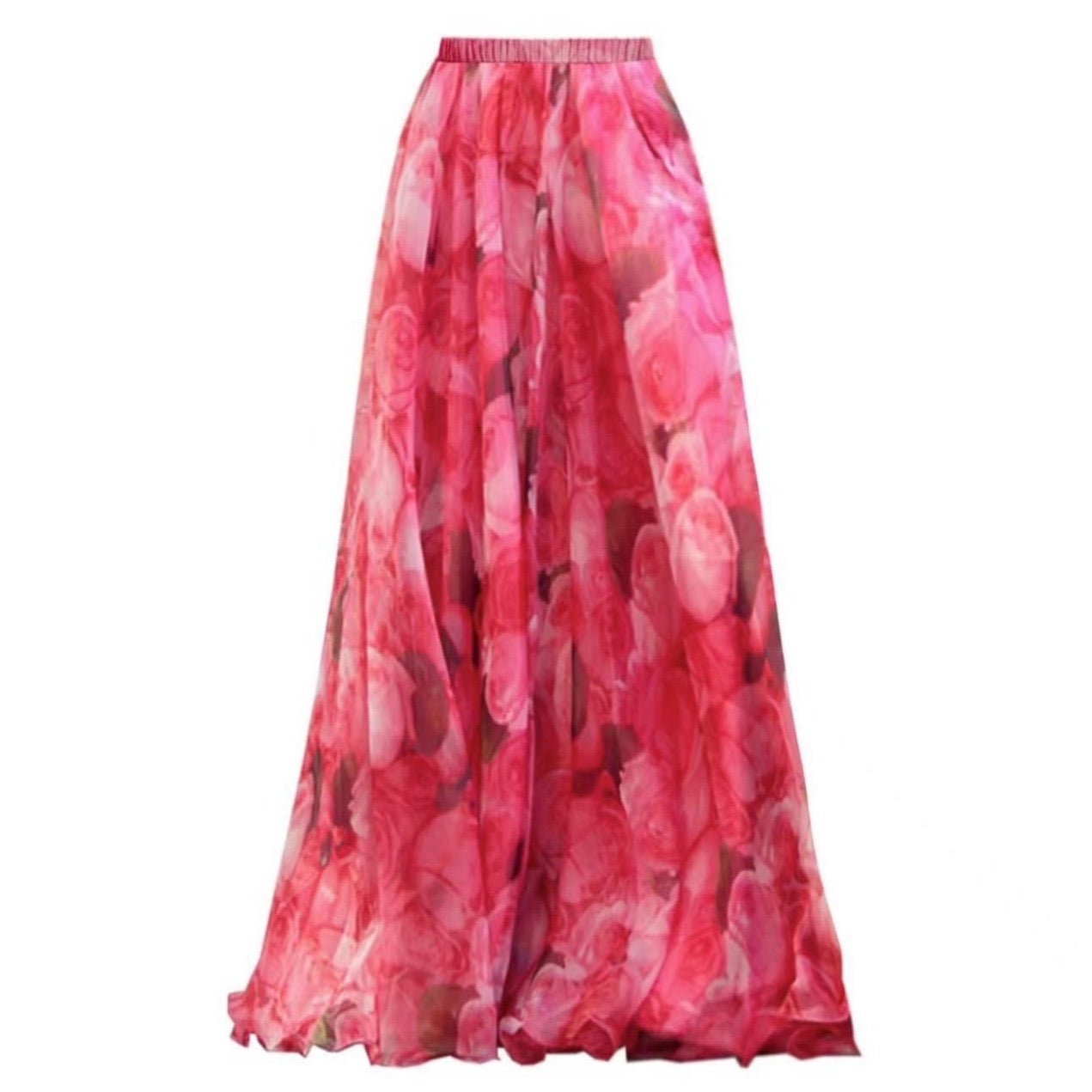 3D Rose Cut-Out Monokini with Maxi Skirt Set